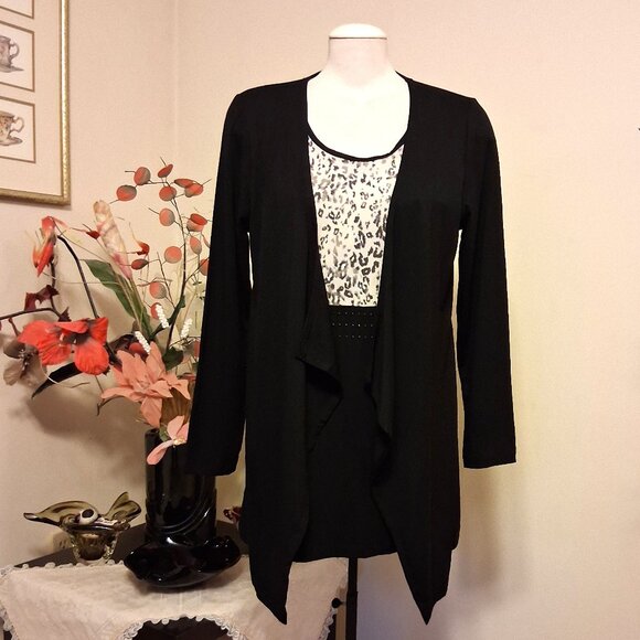 NWT gollehaug collection Women's Black Blouse Long Sleeve Top Size 12 - Picture 1 of 11